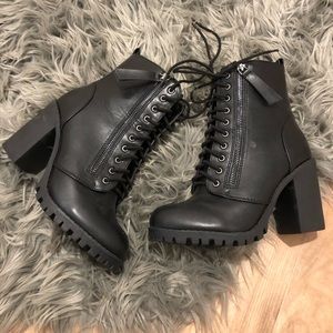 Black combat boots